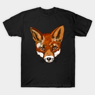 Fox art Urban red Fox face - Vulpes Vulpes close up painting  of a red fox T-Shirt